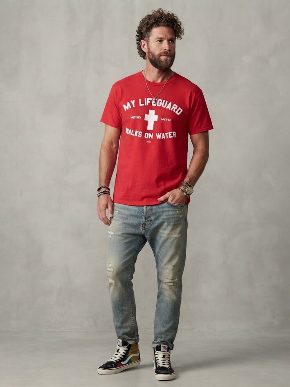 Fruit of the Loom Cotton Red Faith-based T-Shirt Size L